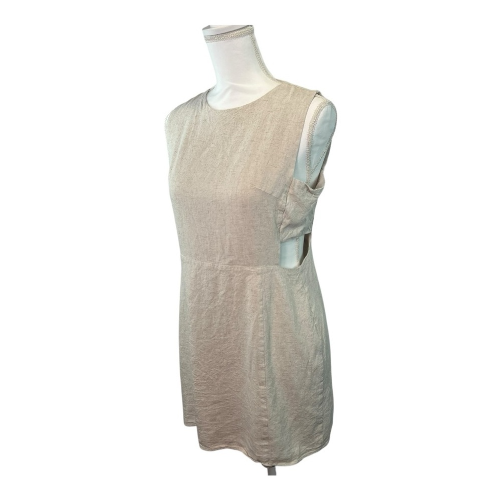 Elodie‎ Size Large Linen Blend Cut Out Sleeveless Beige Dress